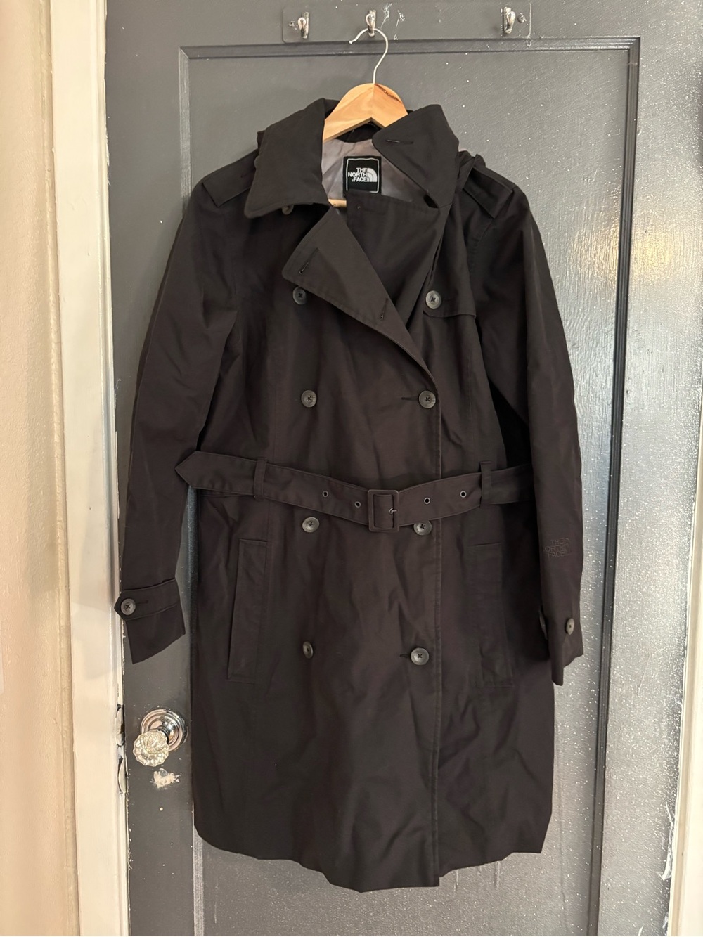 The North Face Black rain Trench Coat with Belt